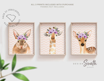 Fawn nursery print, woodland fawn nursery, woodland girl art prints, woodland baby animals, blush baby girl art, nursery decor fawn deer