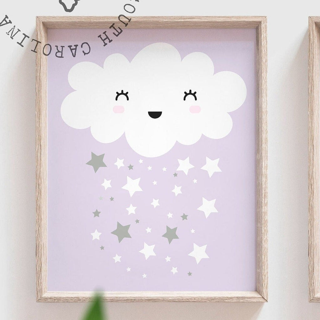 Mint and lilac nursery, moon star nursery decor, love you to the moon quote baby, purple girls room wall art prints, girl bedroom wall ideas