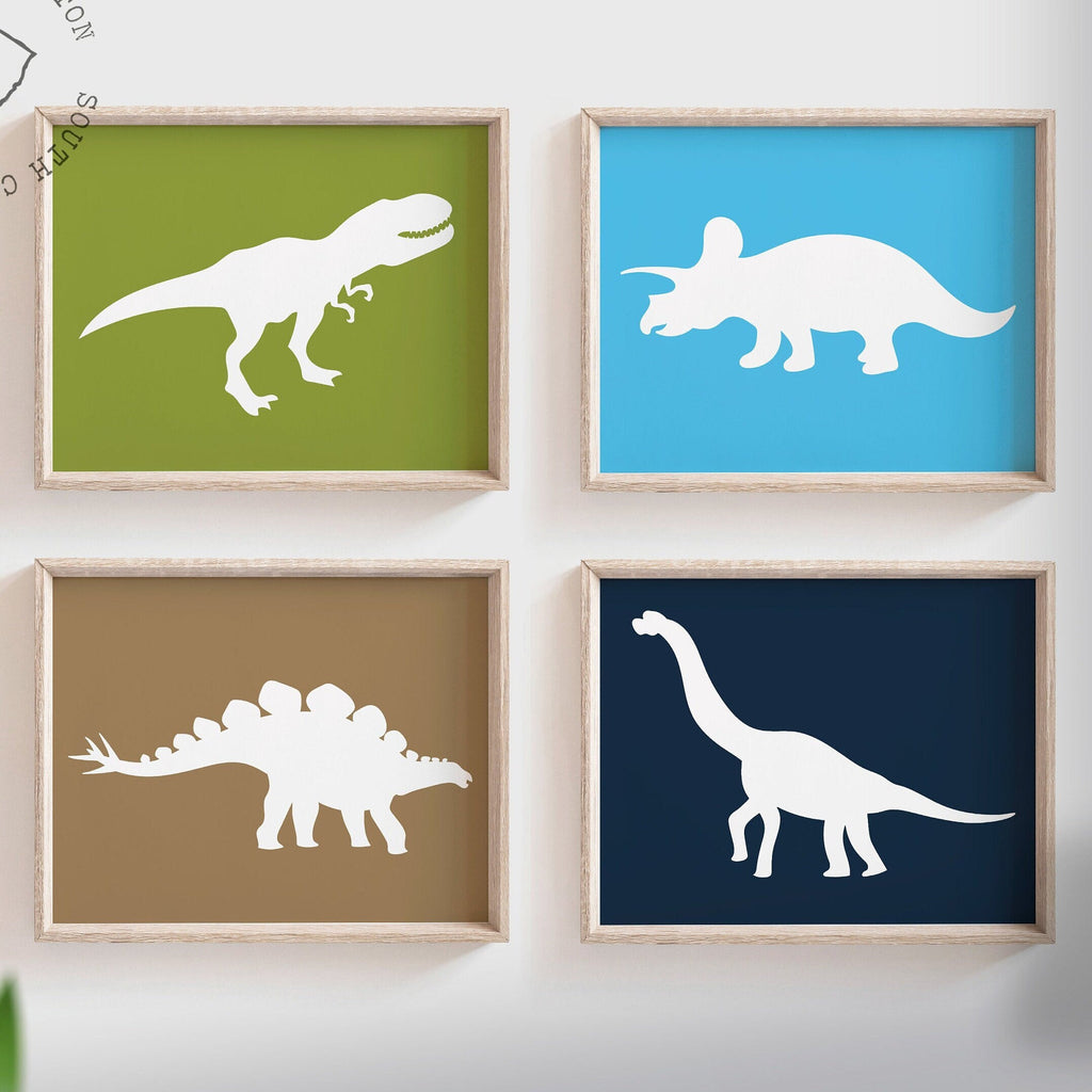 Dinosaur decor, boys playroom wall dinosaur theme, wall art for boys, dinosaur art prints for toddlers, dinosaur prints kids, t rex wall art
