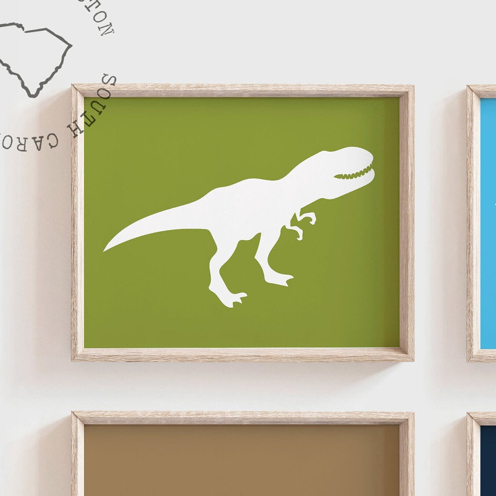 Dinosaur decor, boys playroom wall dinosaur theme, wall art for boys, dinosaur art prints for toddlers, dinosaur prints kids, t rex wall art