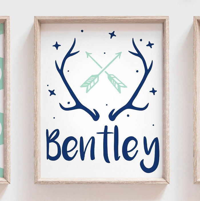 Navy mint deer nursery art wall decor, boys deer mint and navy blue, deer baby, deer decor, deer nursery, deer wall art, woodland deer boys