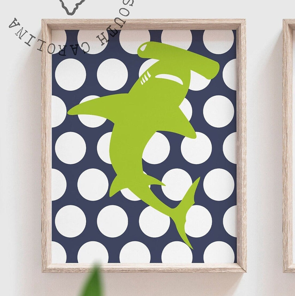 Shark bedroom decor, boy's shark bedroom personalized, shark room, shark decor, lime navy boy's room, boy's shark nursery decor personalized