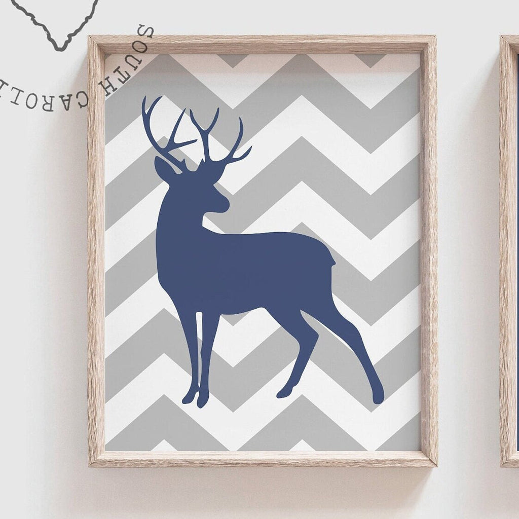 Deer boys decor, deer bedroom, boys hunting decor, gray blue buck deer bedroom, ducks trucks and ten point bucks, hunting decor boys room