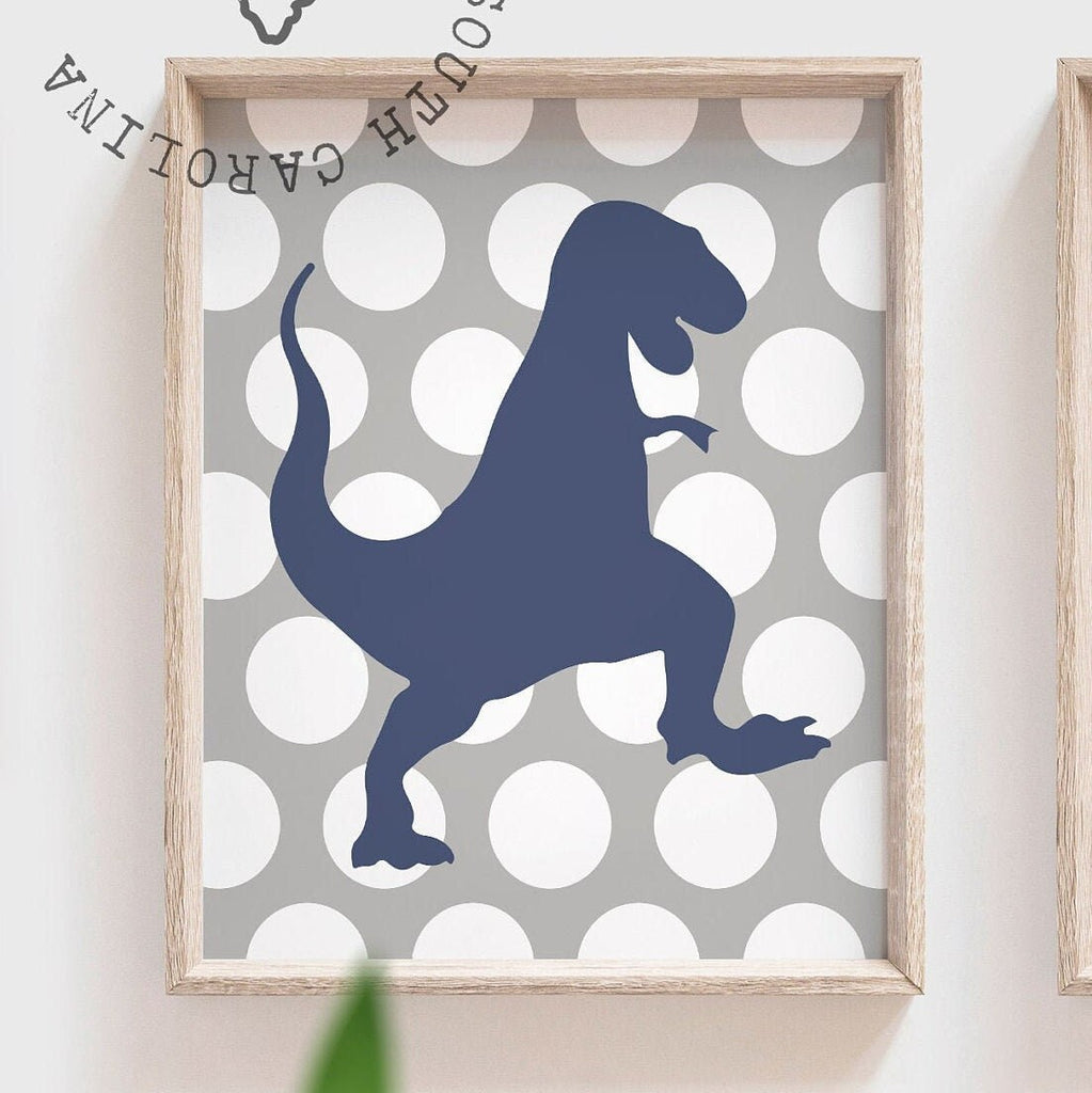 Dinosaur decor, dinosaur nursery wall art boy, boys bedroom dinosaurs, baby boy wall art navy grey decor, monogram dino theme, dinosaur art