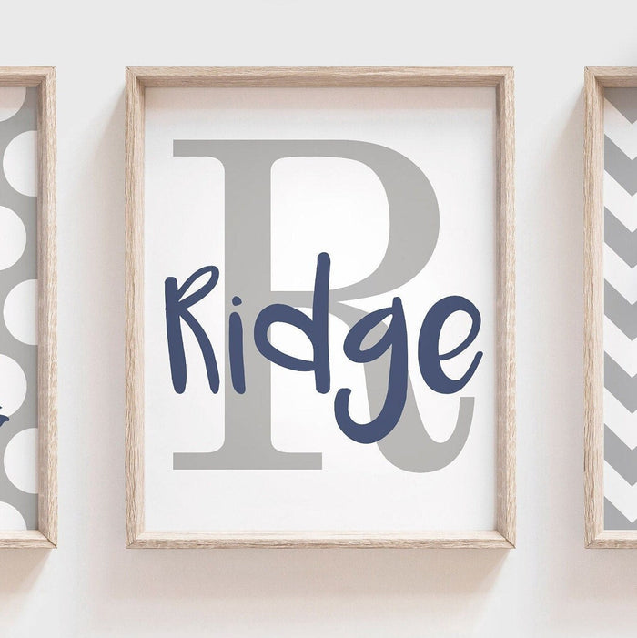 Dinosaur decor, dinosaur nursery wall art boy, boys bedroom dinosaurs, baby boy wall art navy grey decor, monogram dino theme, dinosaur art