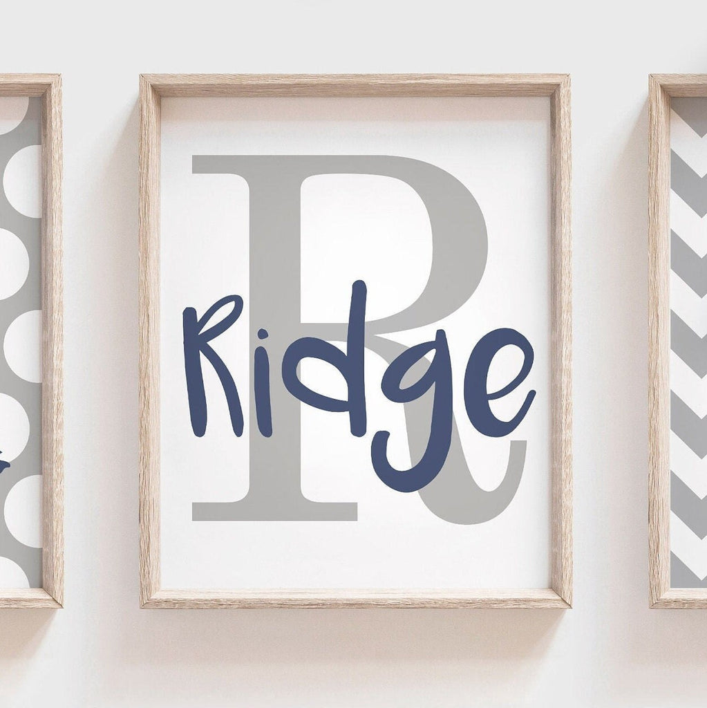 Dinosaur decor, dinosaur nursery wall art boy, boys bedroom dinosaurs, baby boy wall art navy grey decor, monogram dino theme, dinosaur art