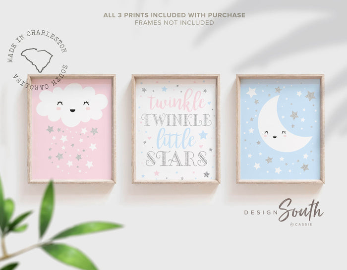 Pink blue twin nursery, pink blue boy/girl twin nursery, twin nursery wall art boy/girl, boy/girl nursery, twin art boy/girl, pink blue twin
