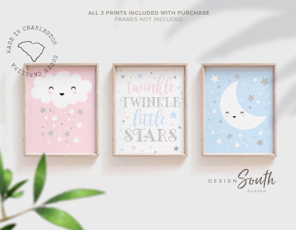 Pink blue twin nursery, pink blue boy/girl twin nursery, twin nursery wall art boy/girl, boy/girl nursery, twin art boy/girl, pink blue twin