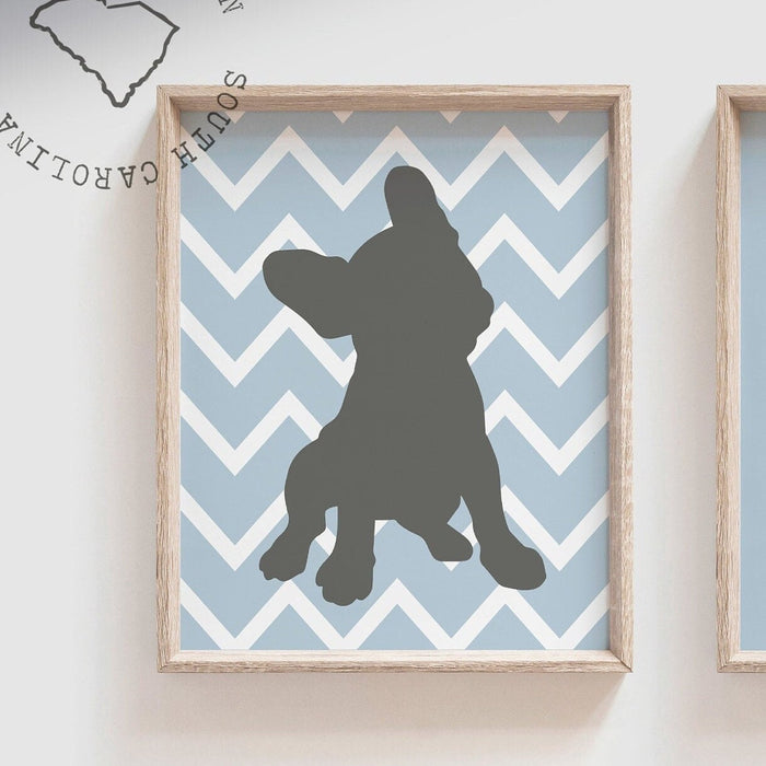 French bulldog nursery, baby boy bulldog nursery, frenchie nursery, bulldog boys bedroom, bulldog prints, bulldog art, baby blue puppy decor