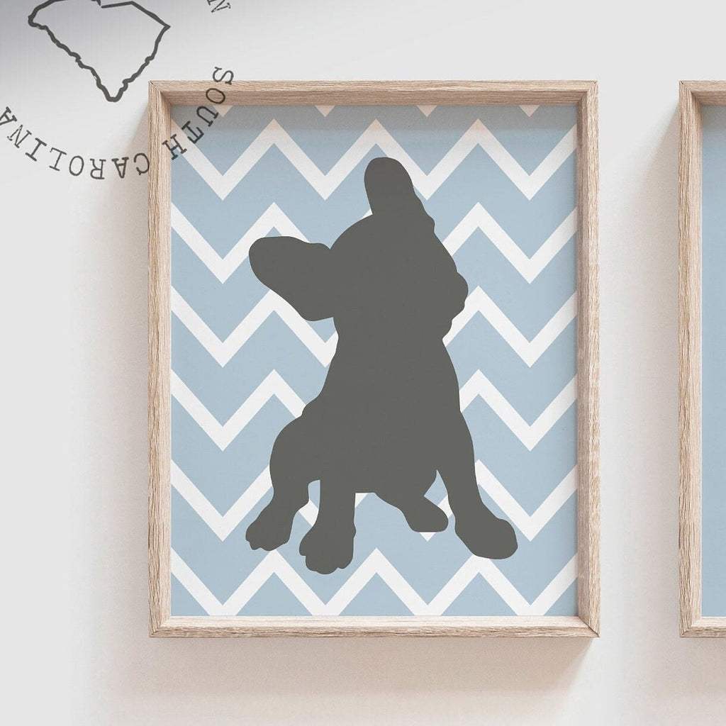 French bulldog nursery, baby boy bulldog nursery, frenchie nursery, bulldog boys bedroom, bulldog prints, bulldog art, baby blue puppy decor