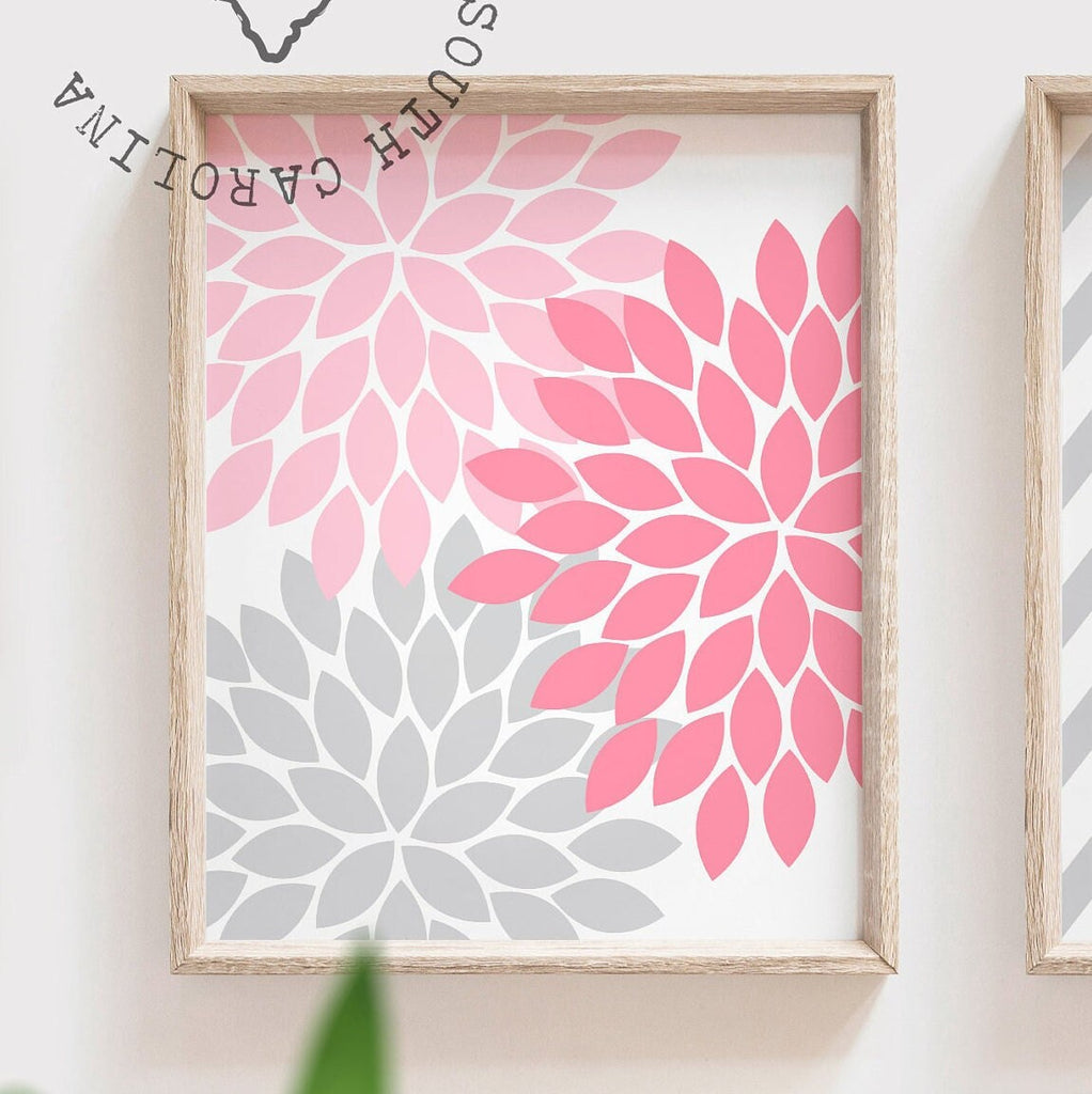 Baby girl nursery pink and gray, pink and gray nursery art, pink monogram nursery art, baby girl wall art pink, baby girl wall decor, baby