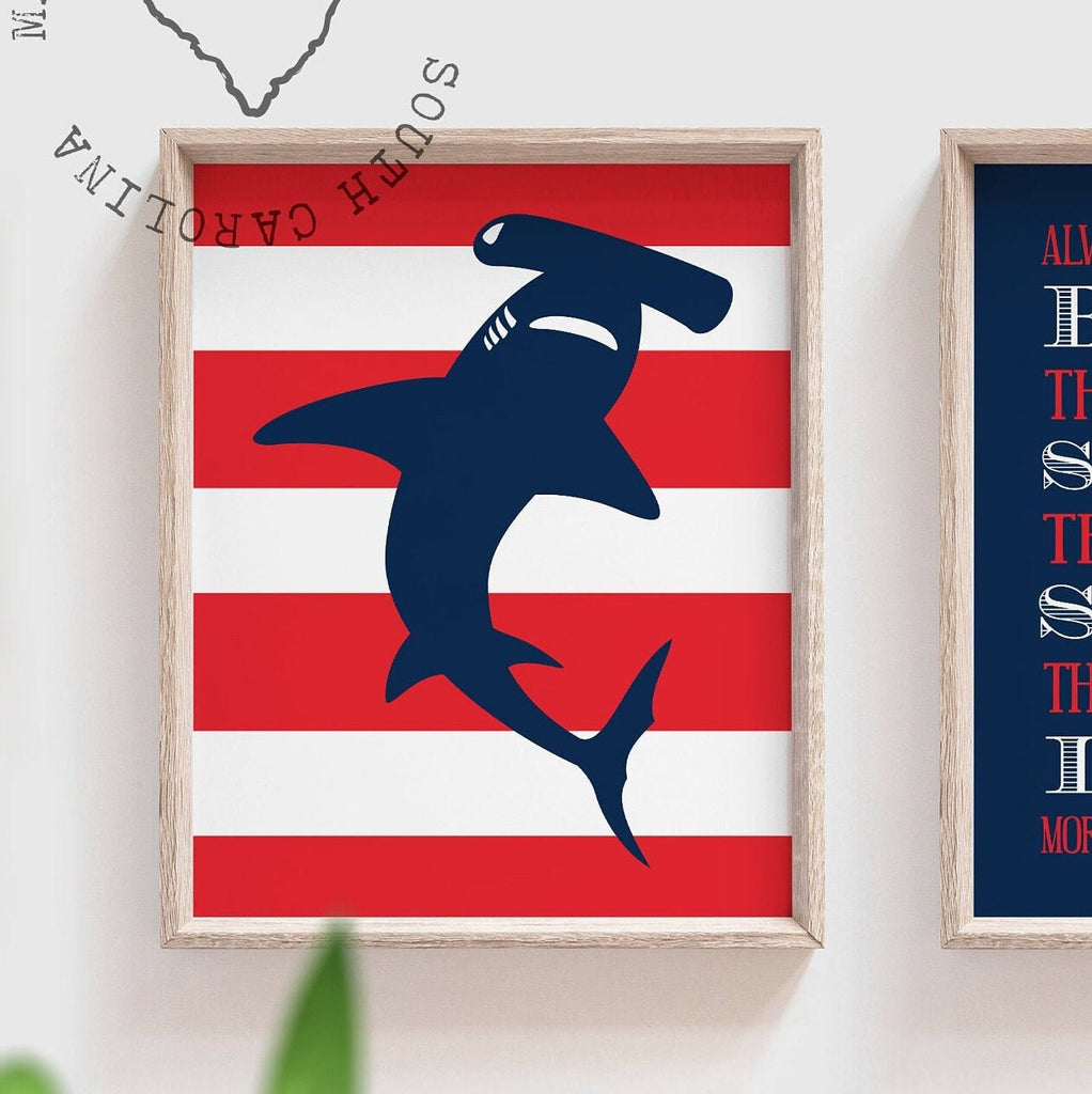 Boys red shark room theme quote print, boys bedroom sharks red, boys nursery sharks, boys shark posters, shark decor, shark wall art prints