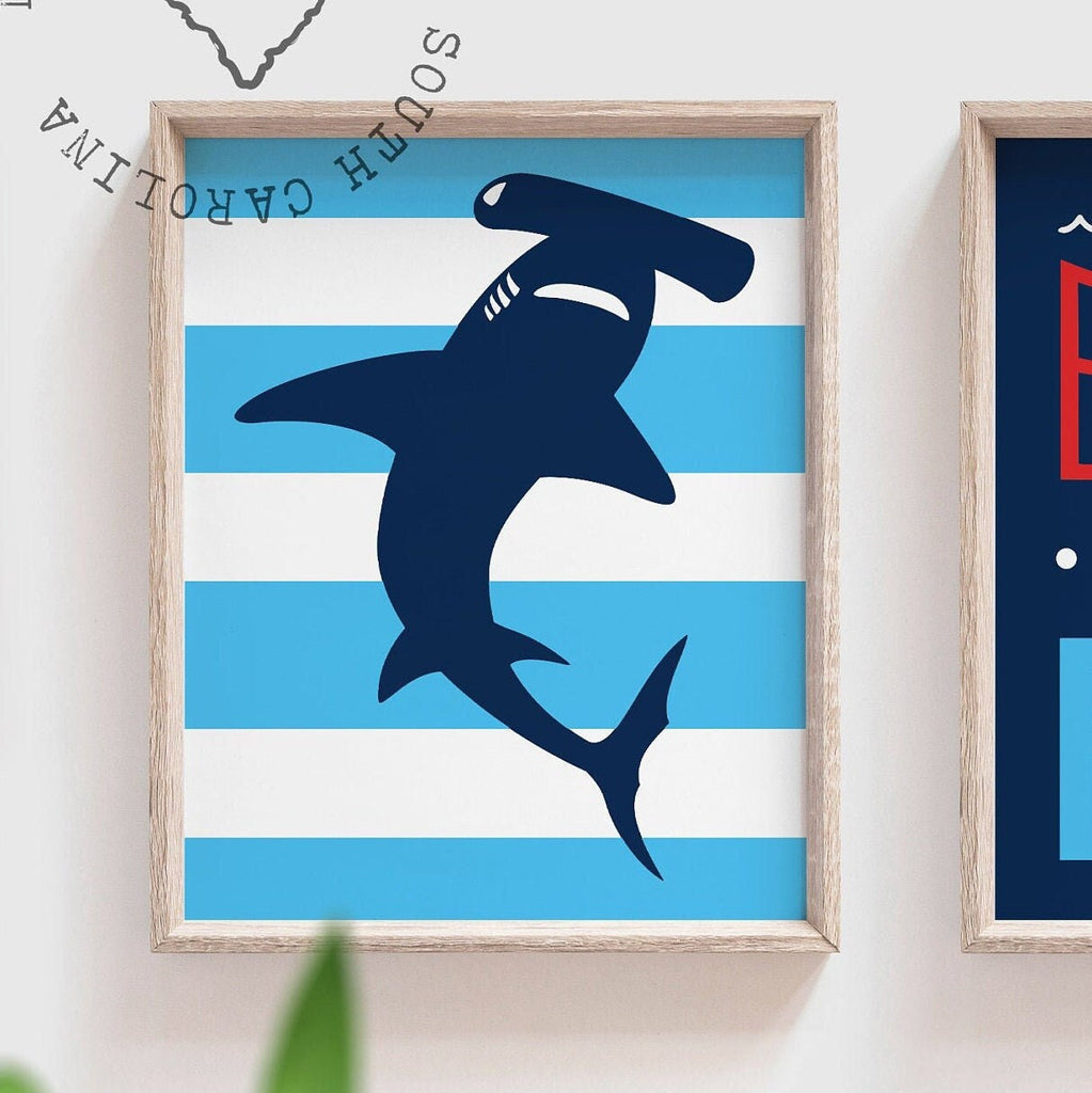 Little boy bathroom decor, red and blue sharks, wash brush floss flush, boy bathroom sign, bathroom print, shark bathroom theme boy red blue