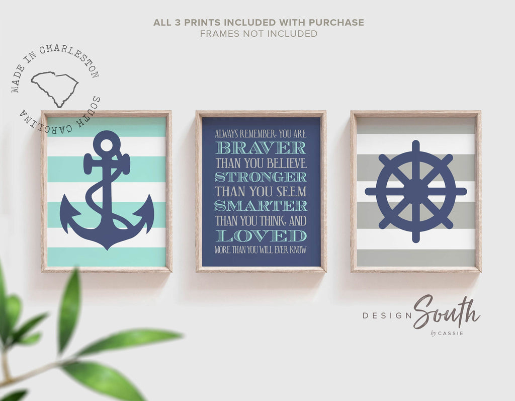 Boys nautical nursery decor, nautical nursery gray navy and aqua, boys nautical wall art, aqua and navy nautical nursery, baby boy nautical