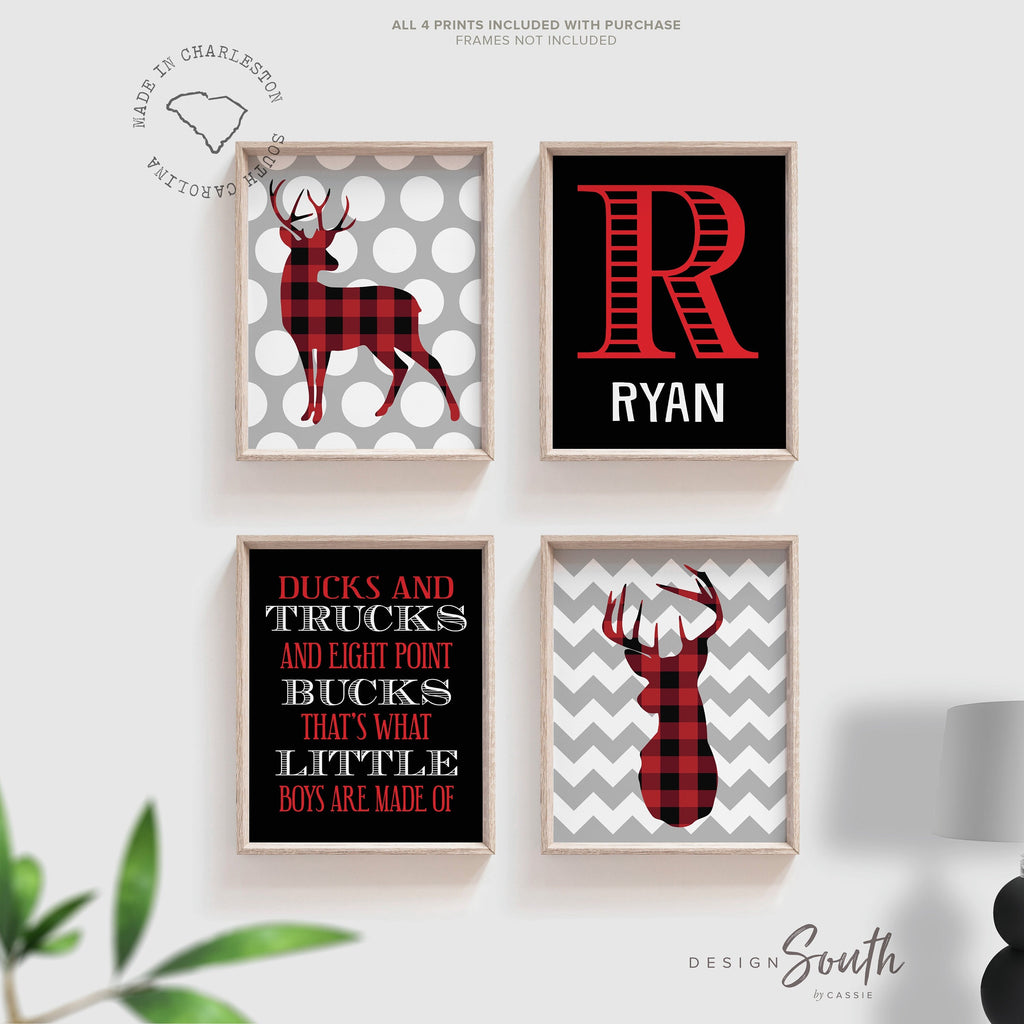 Lumberjack wall art deer, buffalo plaid decor, lumberjack nursery art, buffalo check, buffalo plaid boys bedroom decor, boys deer red black