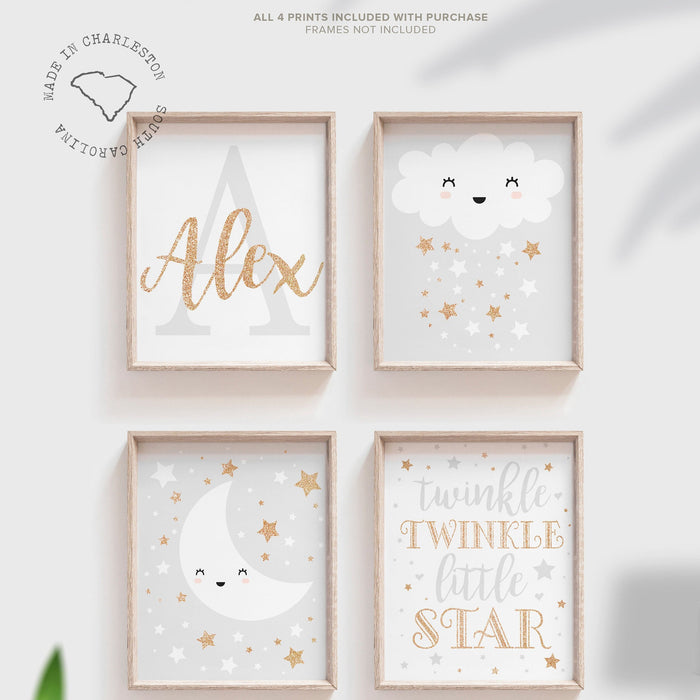 Neutral gray nursery, gender neutral nursery, gray nursery decor, baby gift customized, nursery decor neutral, cloud and stars gray neutral