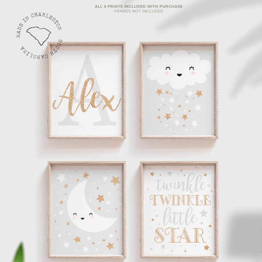 Neutral gray nursery, gender neutral nursery, gray nursery decor, baby gift customized, nursery decor neutral, cloud and stars gray neutral