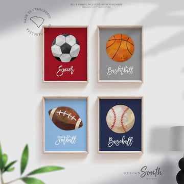 Sports decor boys room, sports decor gift, baseball football basketball soccer sports theme art, sports themed room decor, playroom sports