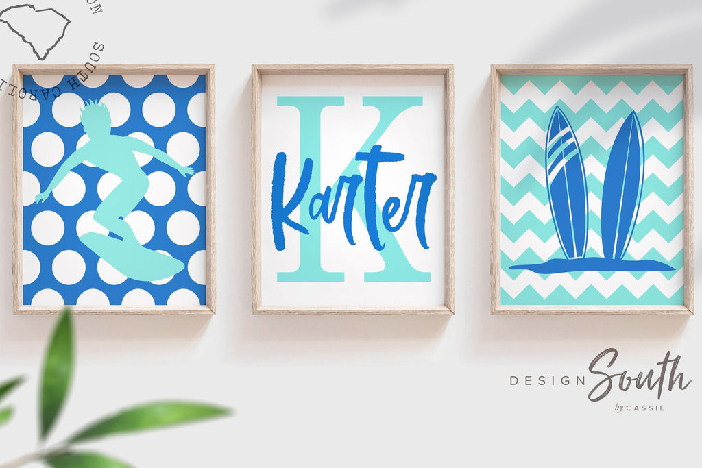 Kids surfer bedroom, bedroom decor surfs up, surfing beach theme baby boy wall art, surf prints bedroom nursery, boys surf room, surf theme
