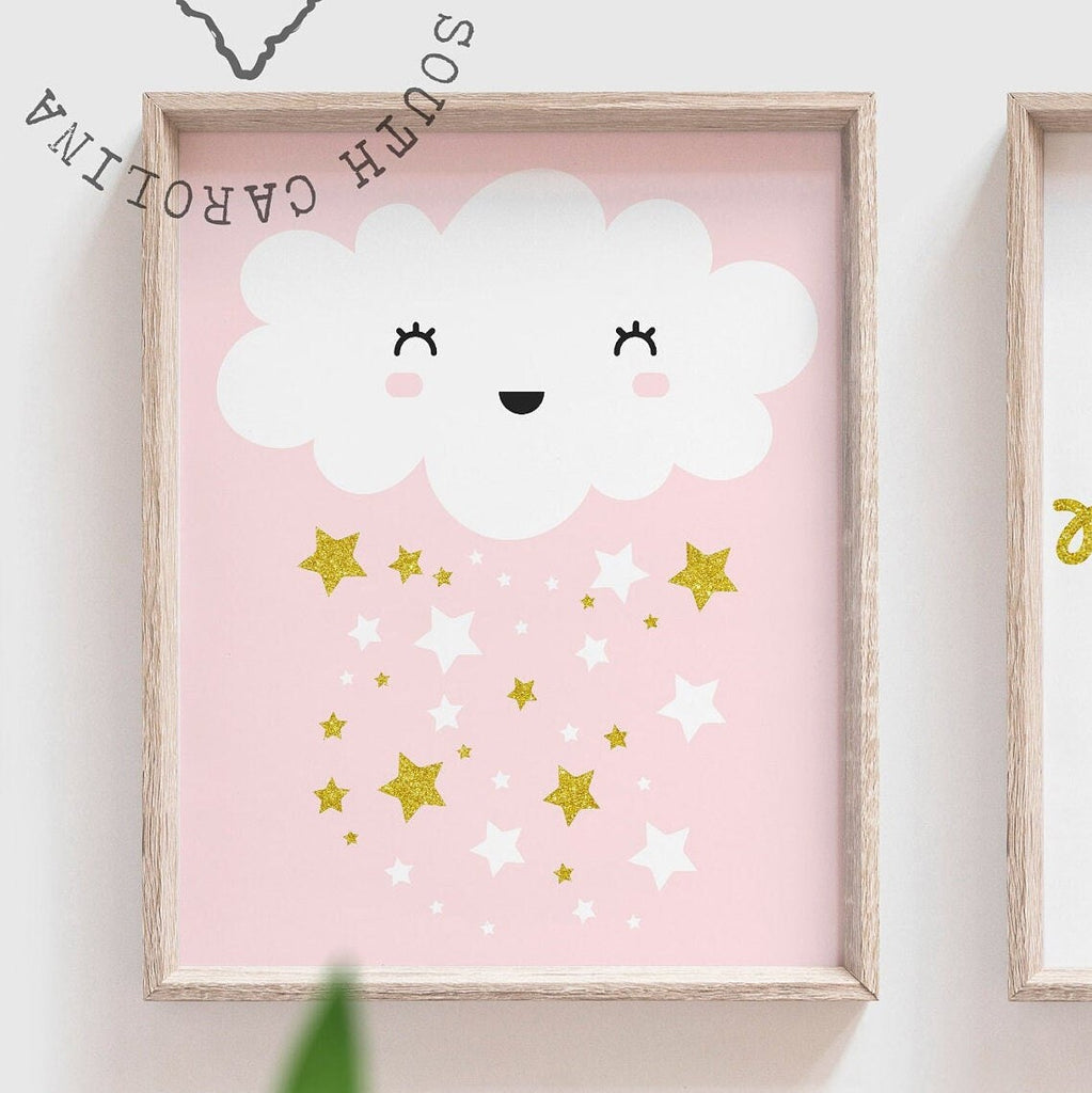 Baby girl nursery pink and gold, pink and gold nursery art, pink girls nursery wall decor, baby girl wall art, baby girl wall decor, baby