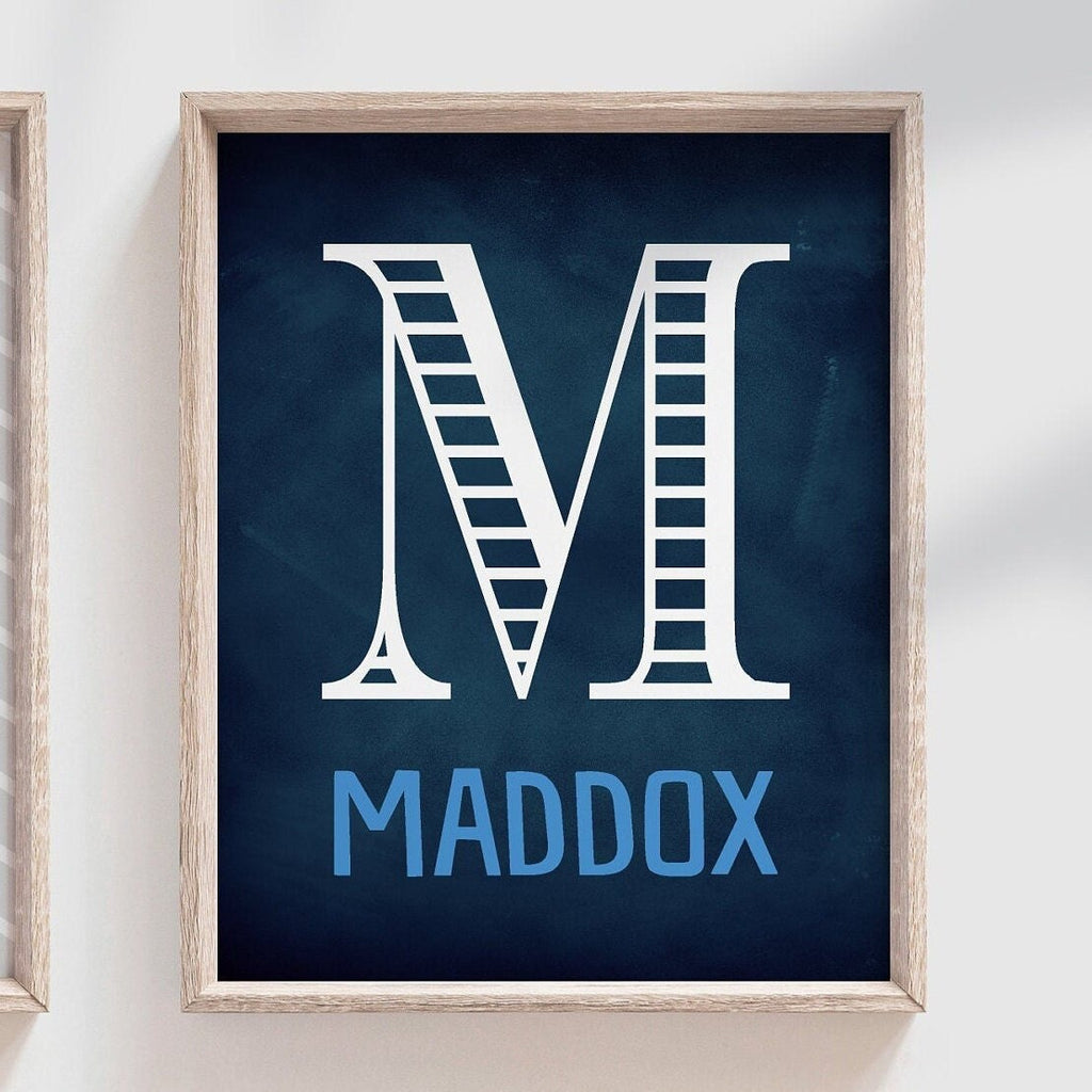 Tractor trucks, blue tractor nursery art, farm tractors boy bedroom decor, tractor gift for boy personalized name, boys nursery art tractors