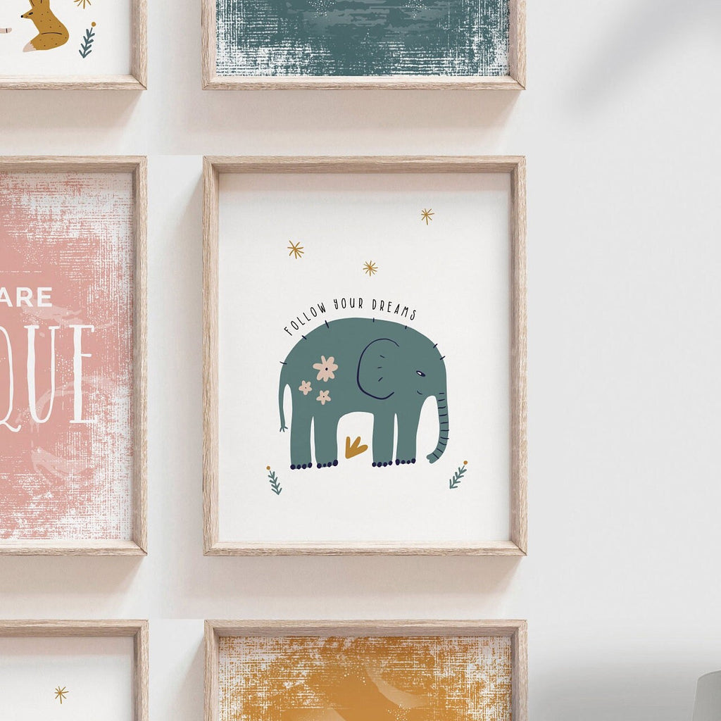 Modern boho kid print set, children gallery wall inspiring, modern boho safari animal themed room decor, you are affirmations art, baby room