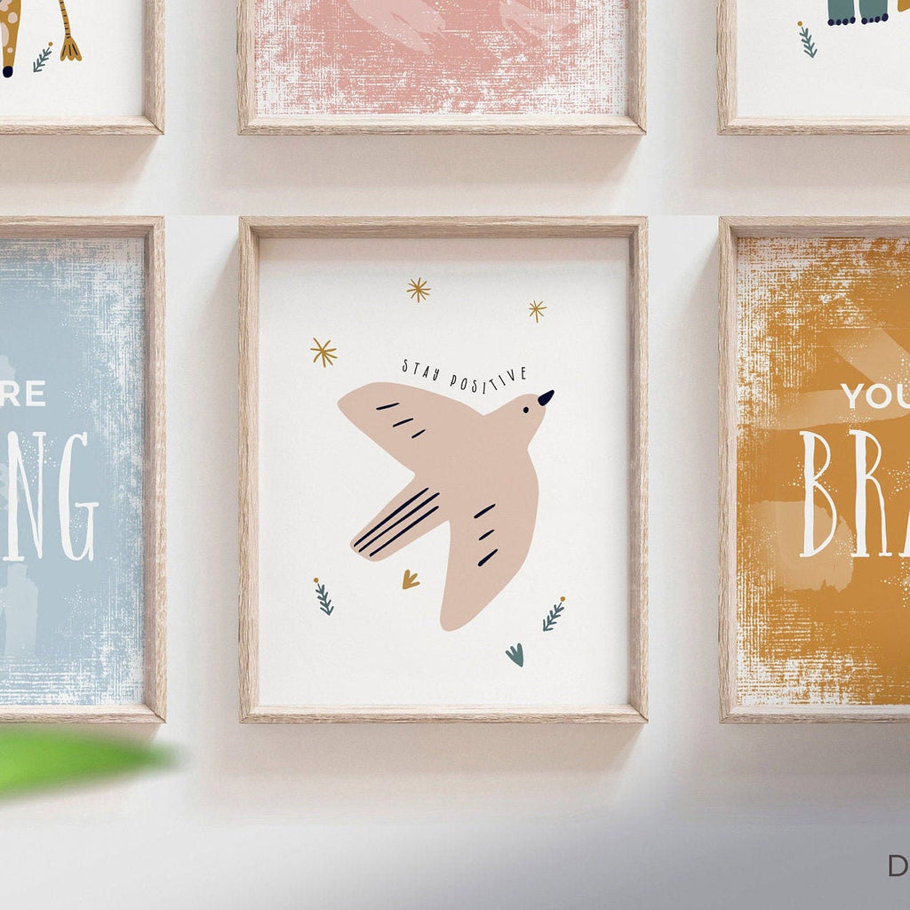 Modern boho kid print set, children gallery wall inspiring, modern boho safari animal themed room decor, you are affirmations art, baby room