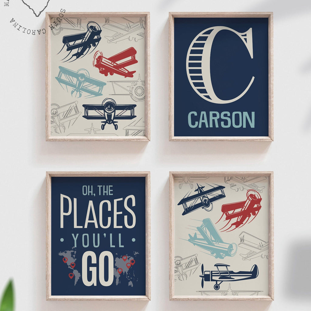 Aviation nursery art, airplane boys bedroom, personalized airplane art, personalized airplane nursery art, airplane wall decor, airplane art