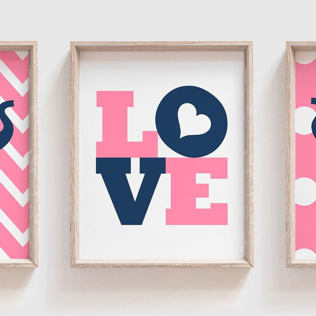 Pink and navy elephant nursery, elephant nursery wall decor, elephant art, elephant nursery art, elephant decor, pink elephant art, pink art