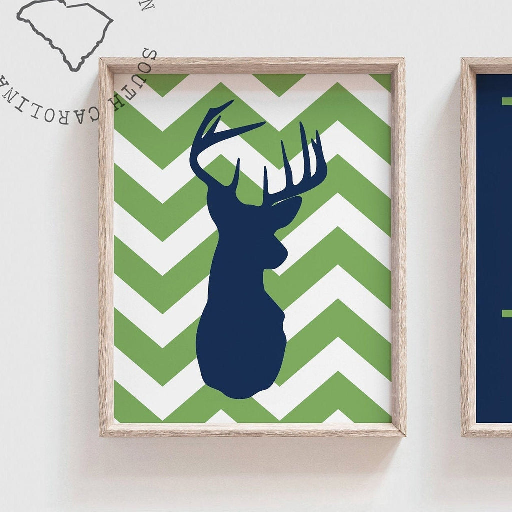 Deer nursery decor, boys nursery decor, navy blue and green nursery, ducks and trucks, hunting theme, quote for boys, personalized print