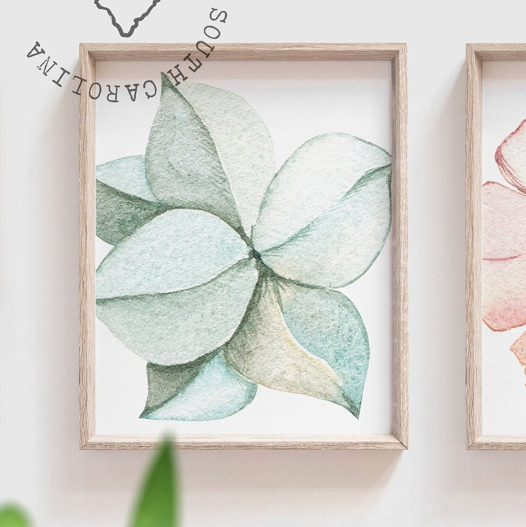 Bathroom wall decor, flower art for bathroom, adult bathroom decor, home decor wall prints, green and pink floral art, floral bathroom art