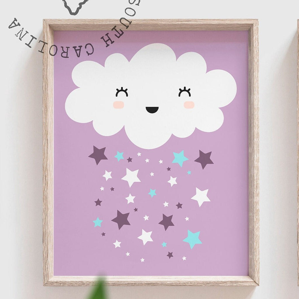 Purple nursery art, purple nursery decor, purple aqua blue teal, love you to the moon and back, quote girl nursery, baby girls decor purple