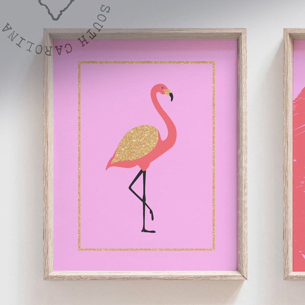 Summer nursery decor, coral pink prints for nursery, bedroom or playroom girl decor, pink, coral and gold sparkle art for children girl name