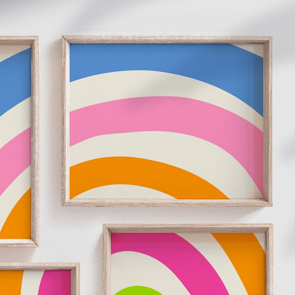 Bright rainbow decor for girl, bedroom decor rainbow theme, blue pink orange teal wall art for girl, bright playroom decor personalized name