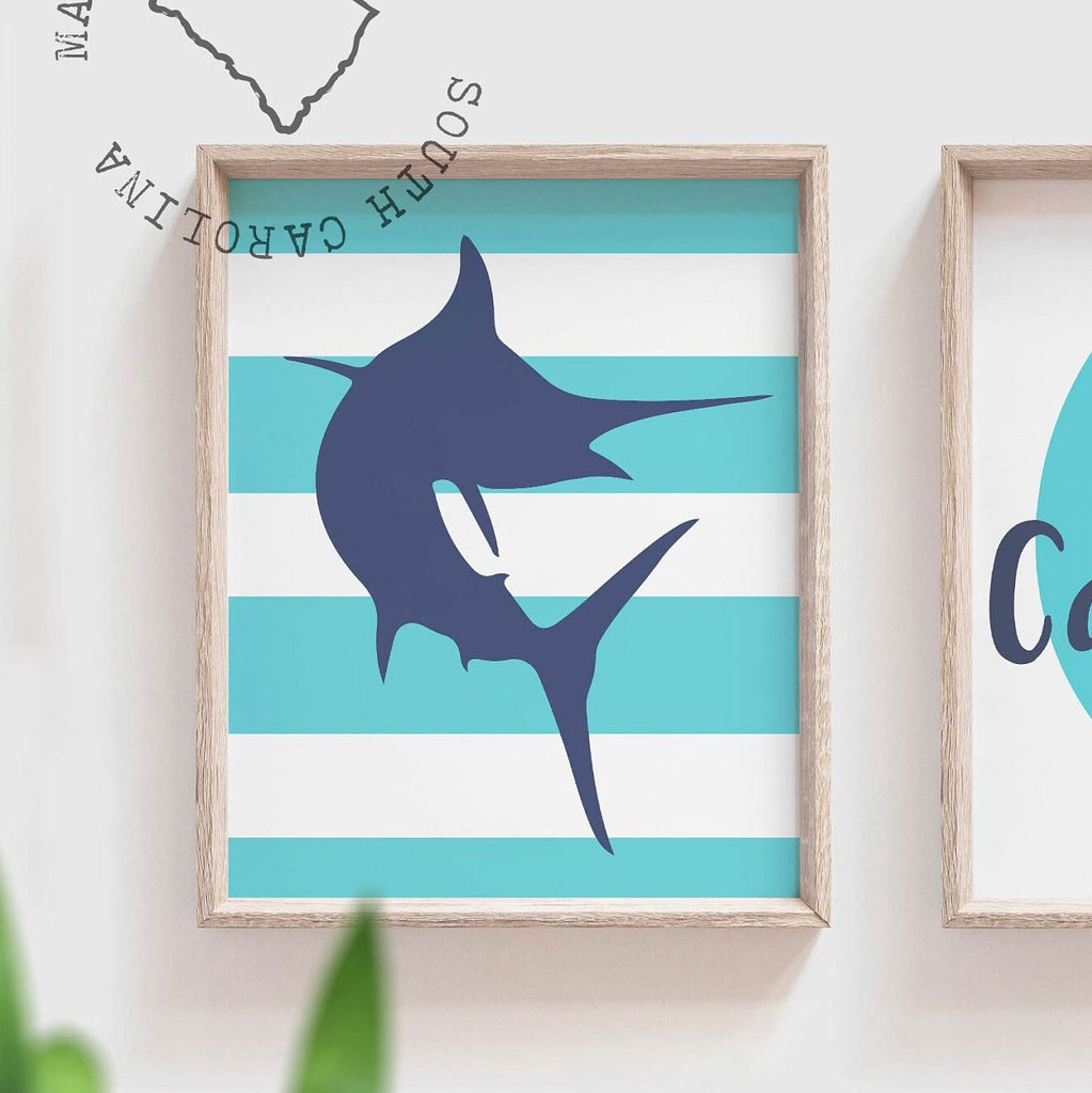 Offshore fishing, game fish kid, boys saltwater fish wall art, marlin nursery, boys fishing theme, fish nursery art boys, game fish decor