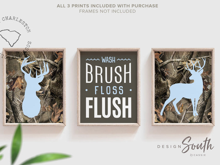 Deer decor, eight point buck deer decor, camouflage decor, boys camo bathroom, camo baby blue buck wall art boys bathroom, blue camo decor