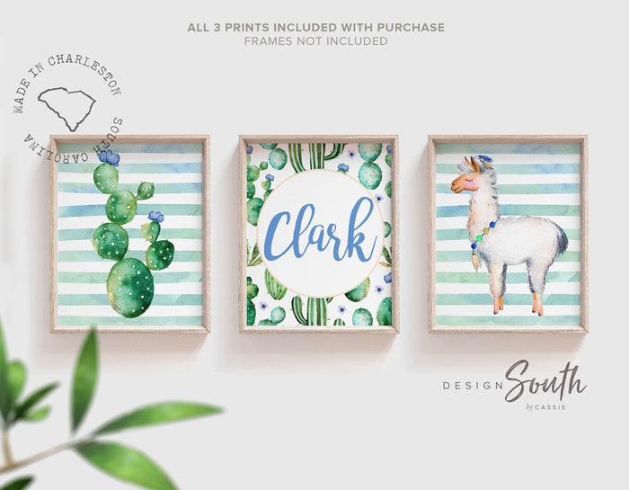 Llama decor, llama wall art, boy llama nursery, cactus boho baby, boy nursery room, alpaca kid room, llama gift, cactus art prints nursery