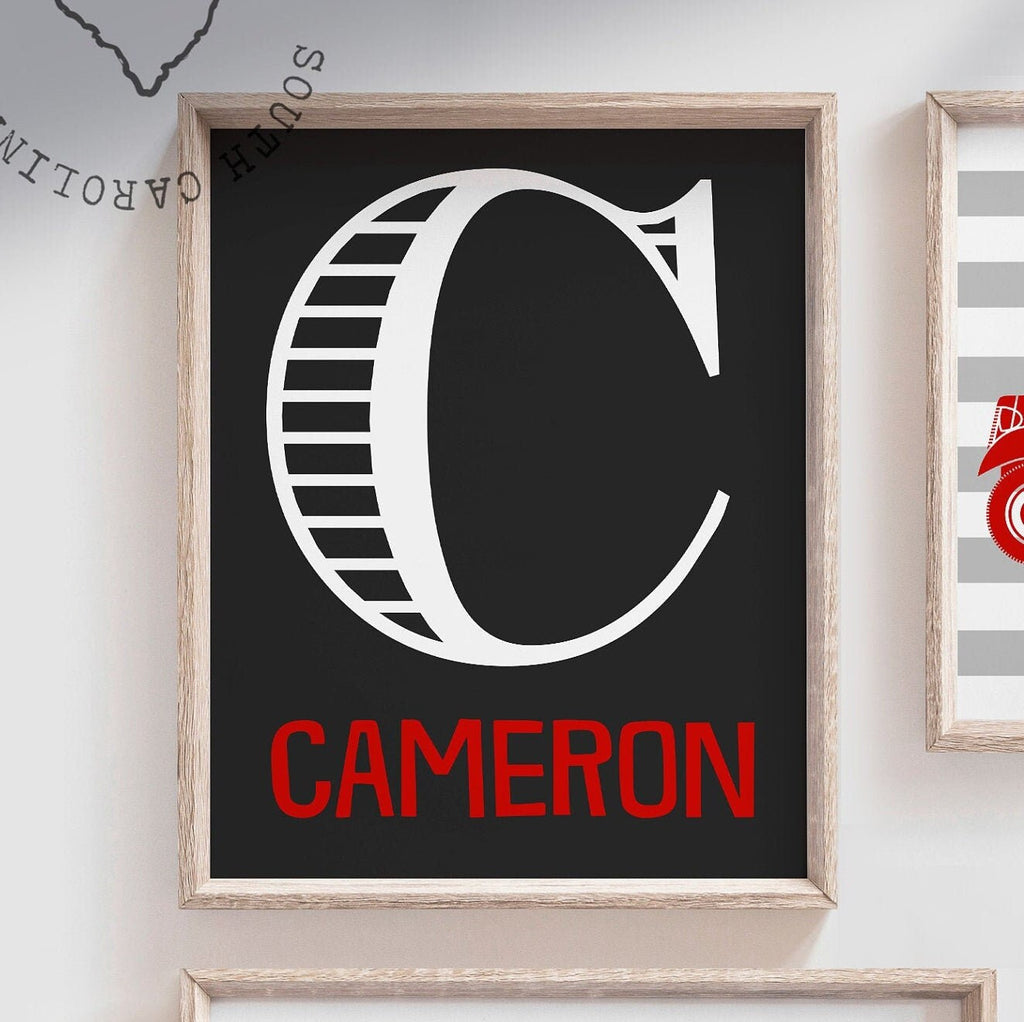 Fire truck nursery, firefighter little boy, name print boys personalized nursery wall art, boys nursery decor red gray firefighter wall art