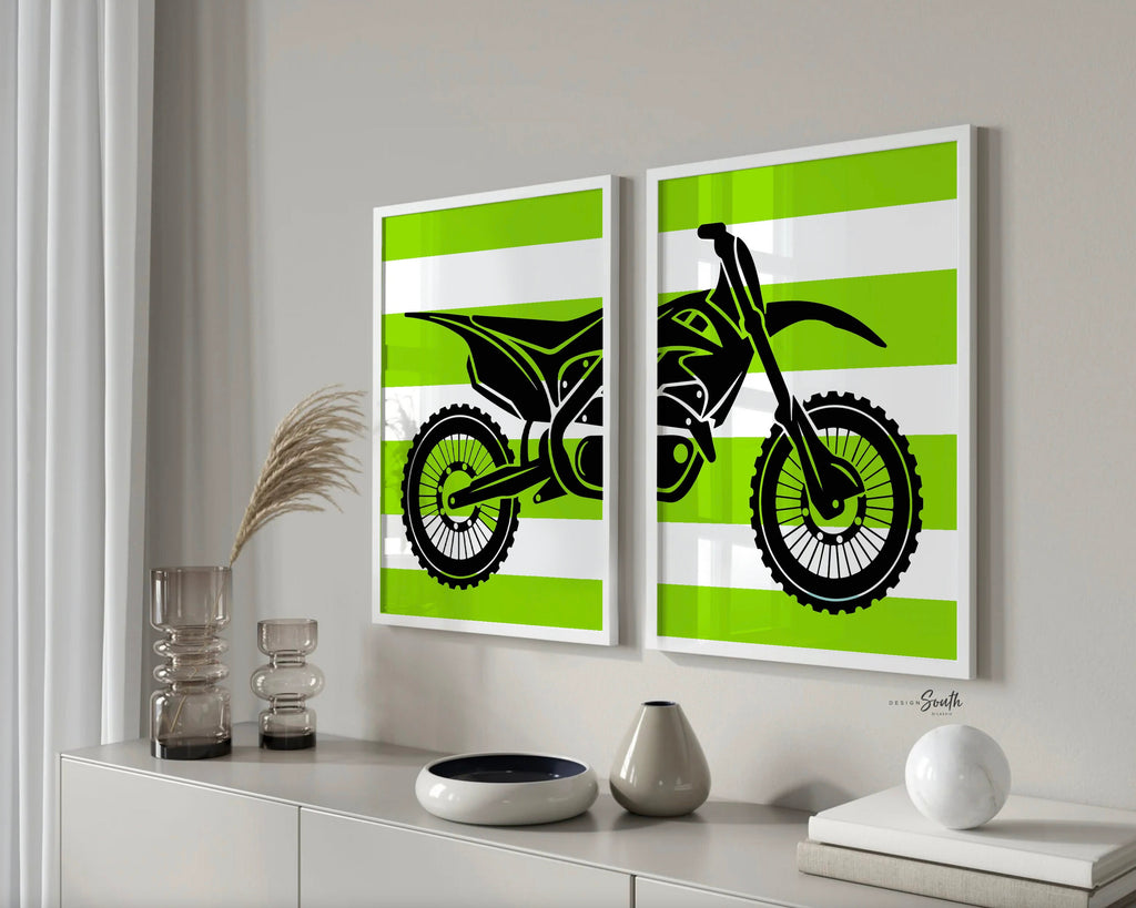 Boys dirt bike nursery, black and lime green, dirt bike nursery wall art boys, personalized name art boy bedroom lime green, dirt bike kid