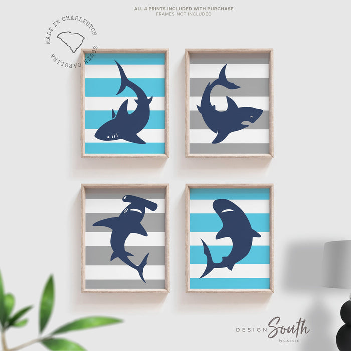 Boys room sharks, toddler shark room, shark decor, shark art, playroom decor ideas, bathroom shark decor, shark art prints for bathroom wall