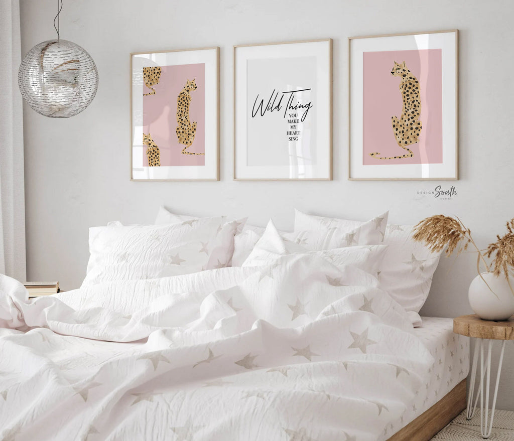 Art print wild thing you make my heart sing quote art print, wild thing baby cheetah print pink, dot speckle nursery, modern safari baby art