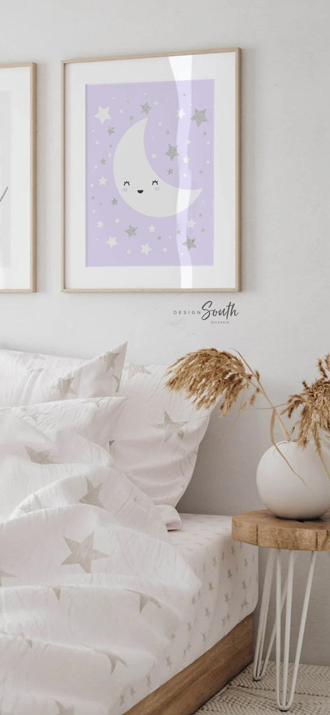 Lilac nursery wall art silver sparkles, twinkle twinkle little star, nursery decor, nursery quote baby print, baby girl nursery decor gift