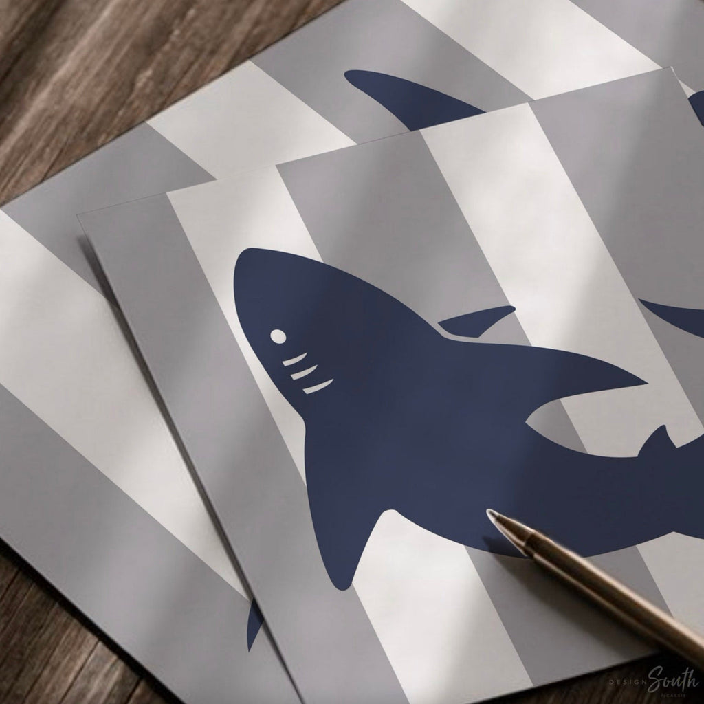 Boys blue and gray bathroom, shark bathroom, hammerhead, great white, boys bathroom decor, boys shark bathroom blue gray, baby boy shark art