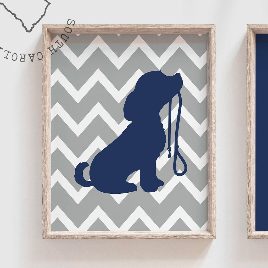 Baby boys nursery decor, puppy dog decor, navy, gray, you are my sunshine, puppy prints, dog nursery theme, wall art, boys, german shepherd