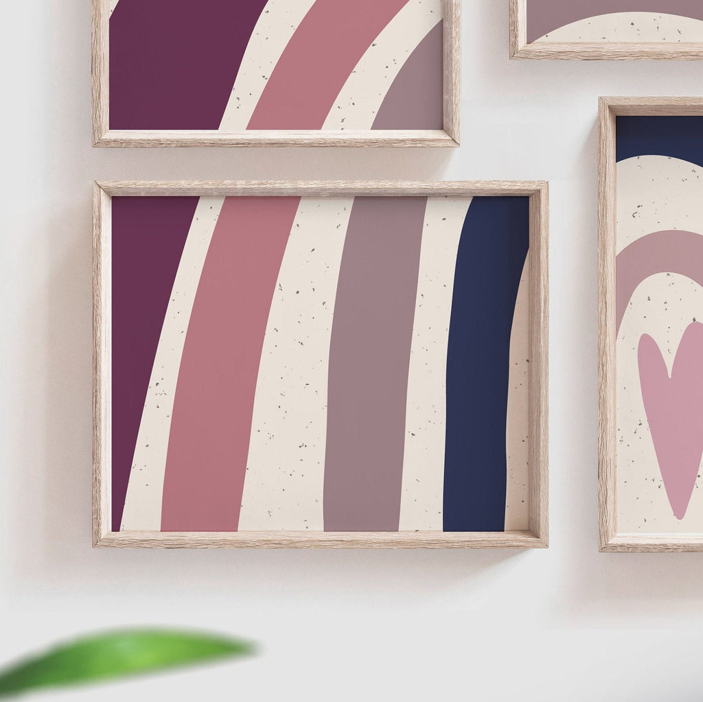 Mauve plum rose navy blue nursery theme, baby room wall art neutral mauve plum shades, mauve and navy nursery decor, plum nursery or bedroom