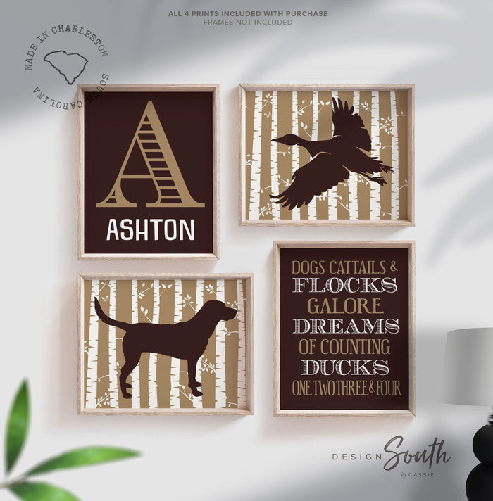 Duck & Dog Hunting Nursery Art — Retriever Prints, Set of 4