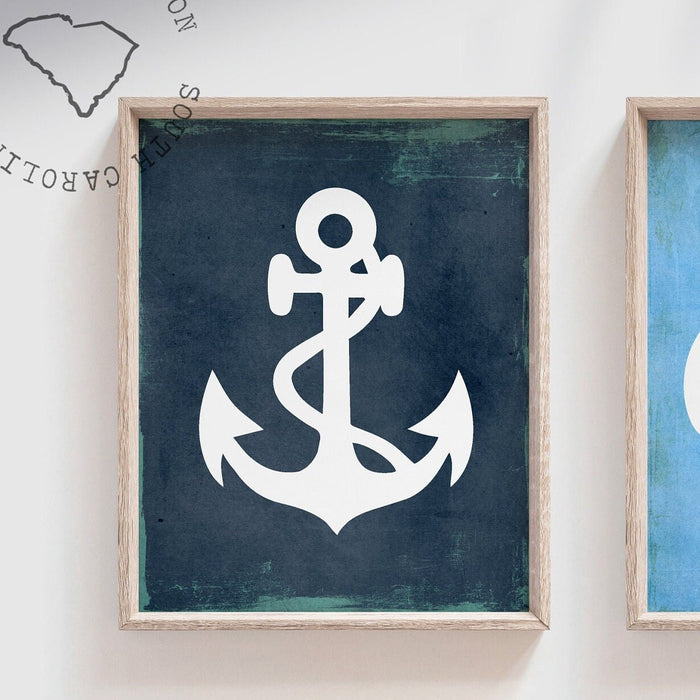 Anchor nursery decor, baby blue navy nursery, nautical baby blue, nautical theme nursery, baby blue and navy art, boys nautical bedroom art