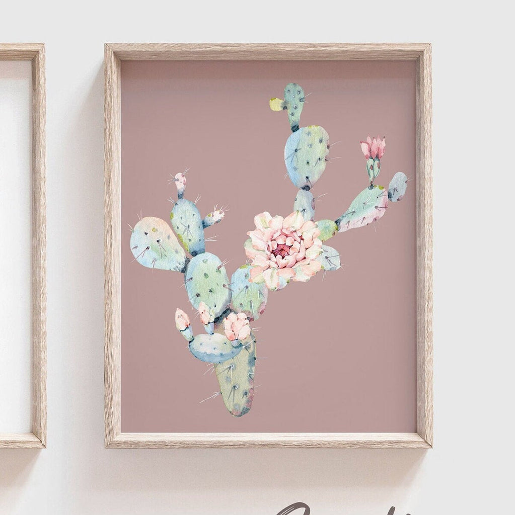 Mauve baby girl nursery art, baby shower gift personalized, succulent decor little girl room, bedroom cactus theme prints, girl cactus decor
