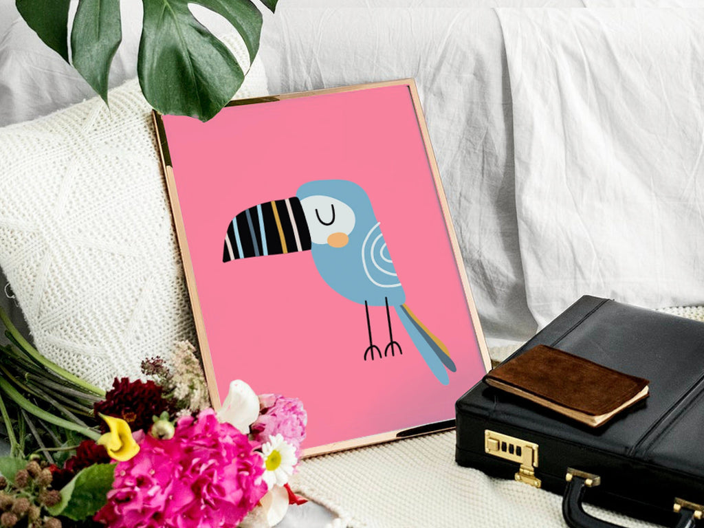Exotic tropical birds print, tropical birds wall art, tropical animals print set, cute tropical birds print set, modern girl&#39;s tropical art