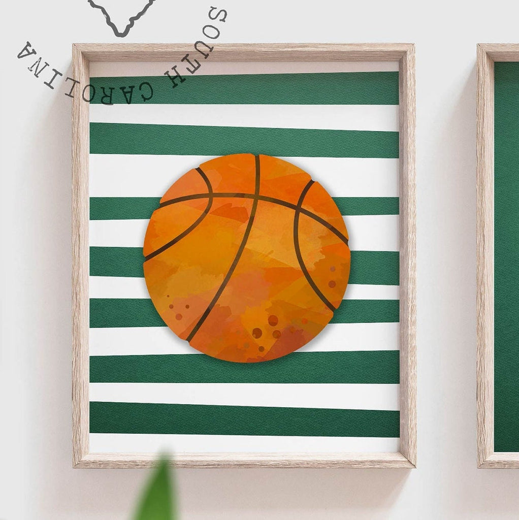 Sports nursery decor, sports art boys room, kids bedroom personalized sports prints, artwork above crib sports theme, sports boys monogram